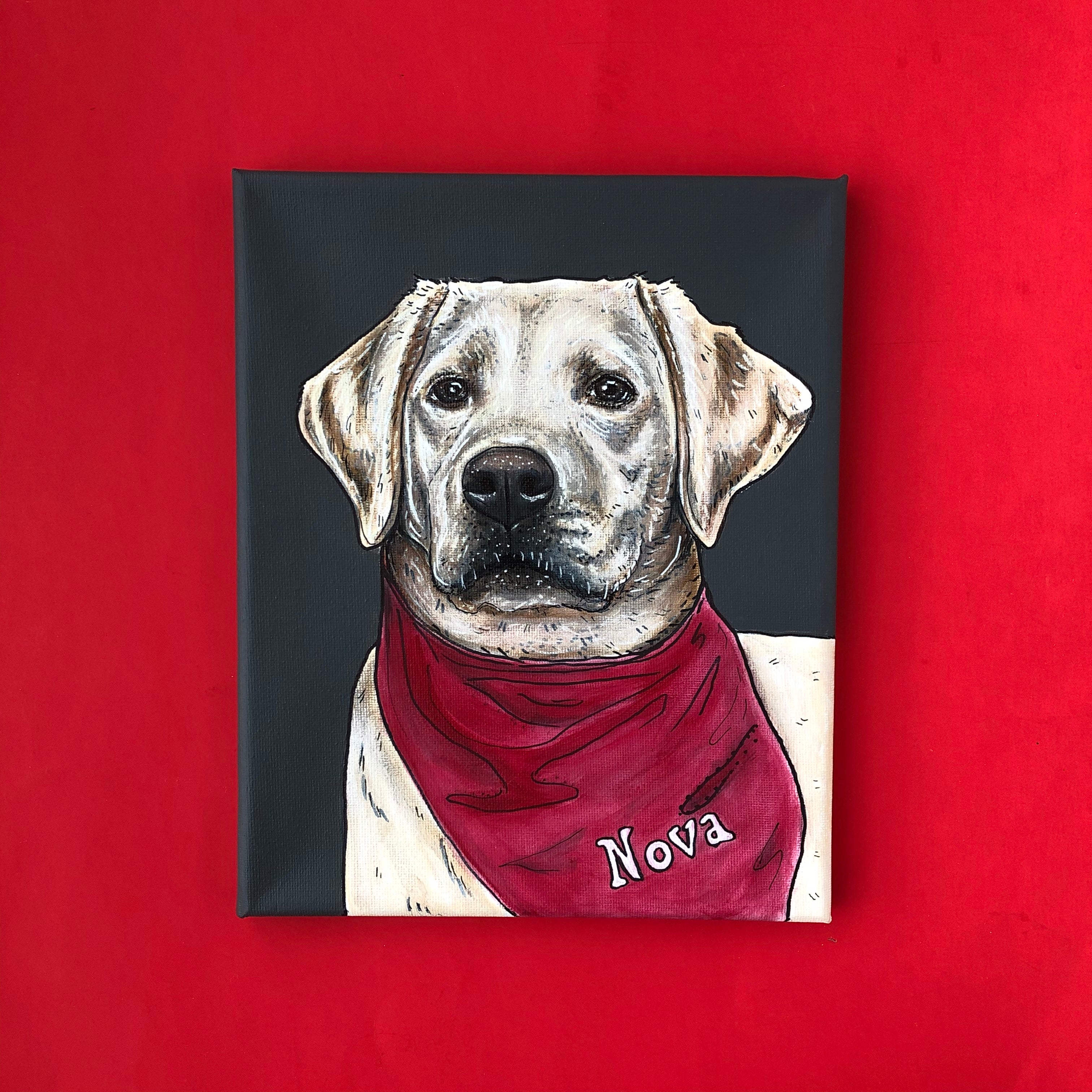 Custom Pet Portrait on Wood Stretched Canvas