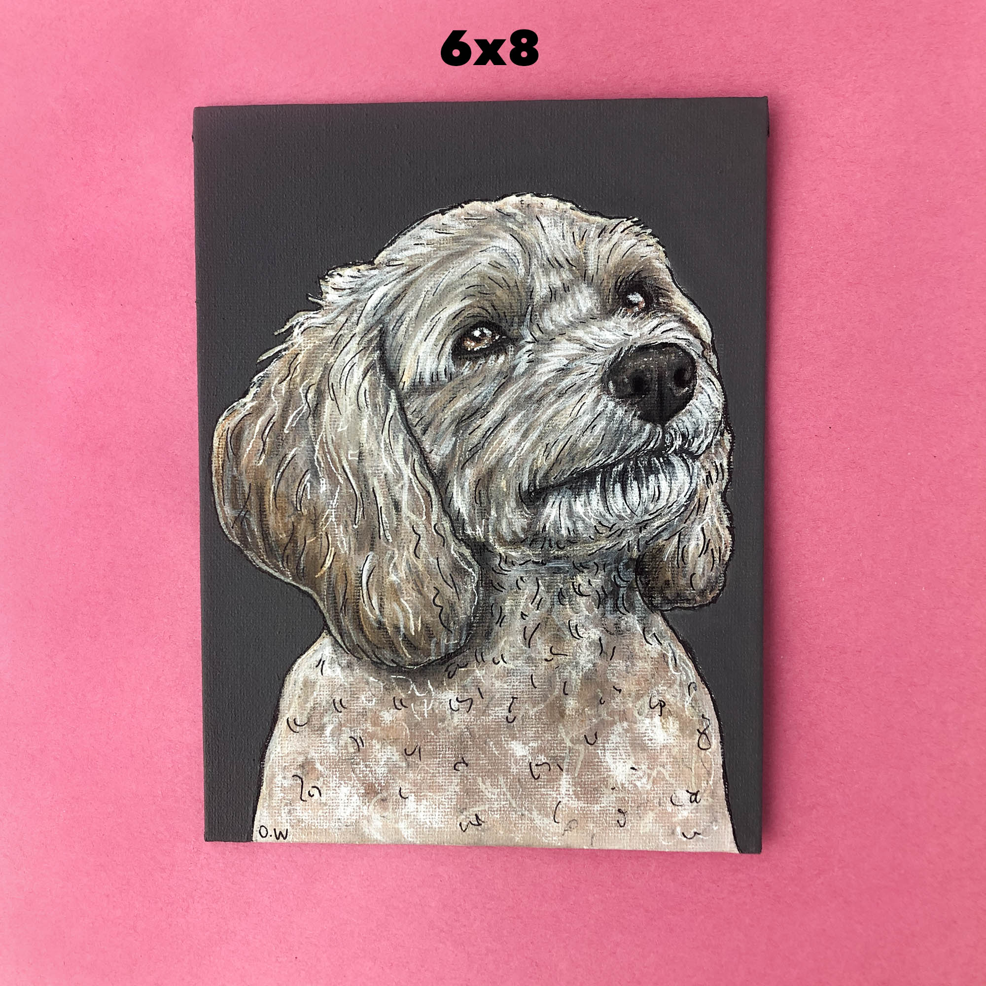 Custom Pet Portrait on Flat Board Canvas