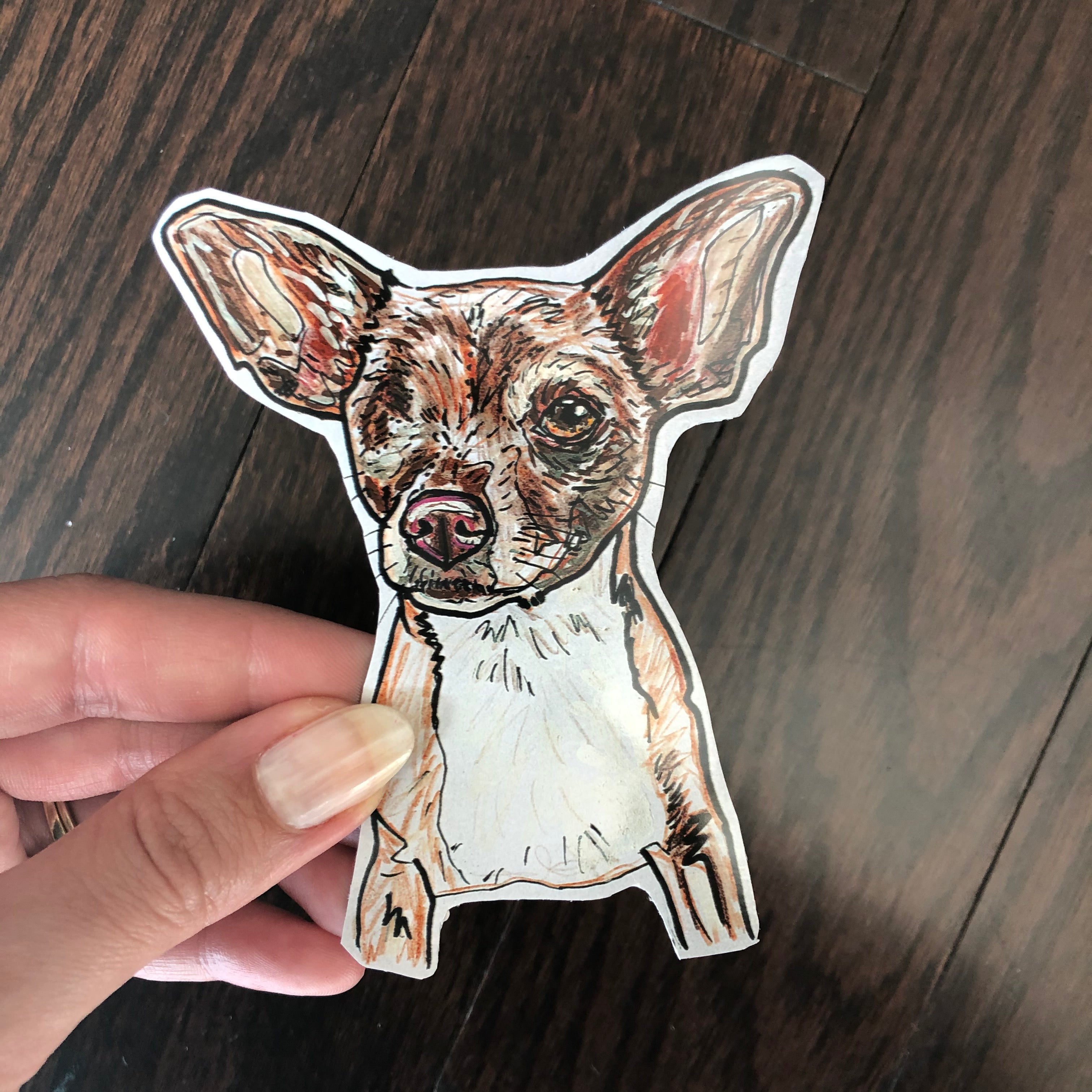 6x8 custom pet portrait + fridge magnet of your portrait !