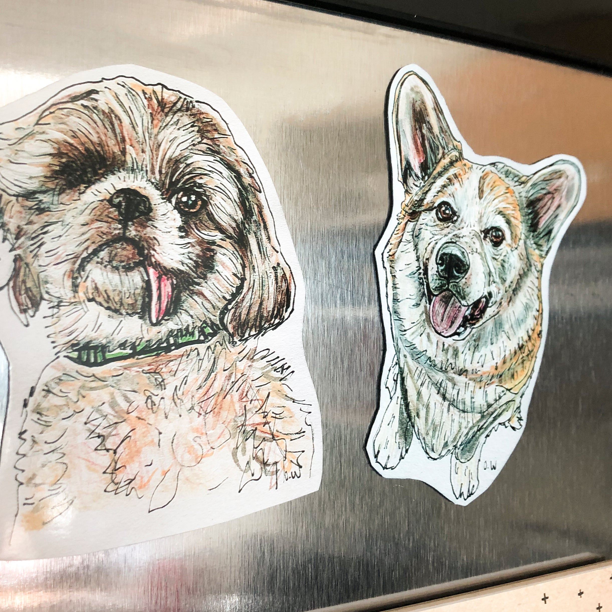 6x8 custom pet portrait + fridge magnet of your portrait !