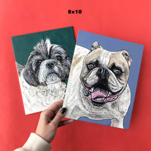 Custom Pet Portrait on Flat Board Canvas