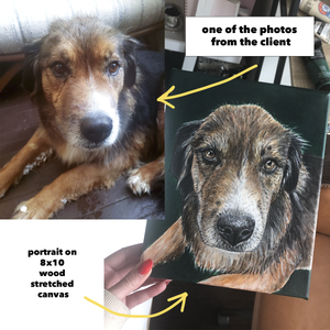 Custom Pet Portrait on Wood Stretched Canvas